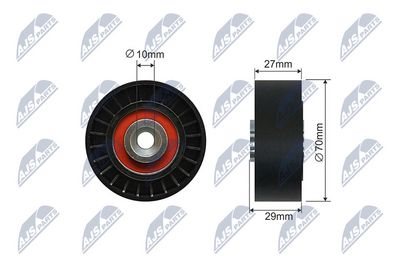 Tensioner Pulley, V-ribbed belt NTY RNK-PE-005