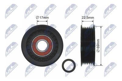 Deflection/Guide Pulley, V-ribbed belt NTY RNK-PL-003