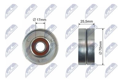 Tensioner Pulley, V-ribbed belt NTY RNK-PL-016
