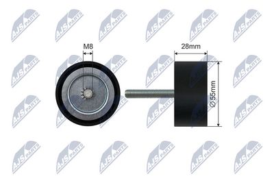Tensioner Pulley, V-ribbed belt NTY RNK-PL-030