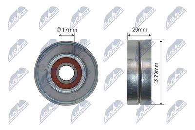 Tensioner Pulley, V-ribbed belt NTY RNK-PL-031