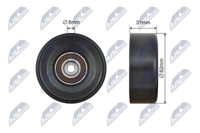 Tensioner Pulley, V-ribbed belt NTY RNK-PL-034