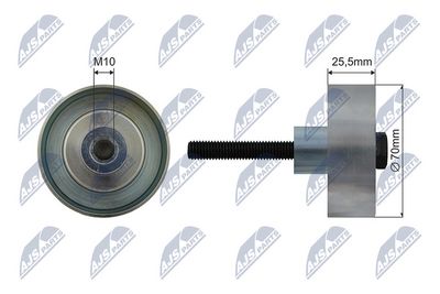 Tensioner Pulley, V-ribbed belt NTY RNK-PL-040