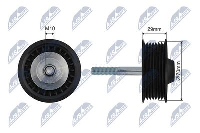 Tensioner Pulley, V-ribbed belt NTY RNK-PS-002