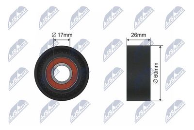 Deflection/Guide Pulley, V-ribbed belt NTY RNK-RE-000