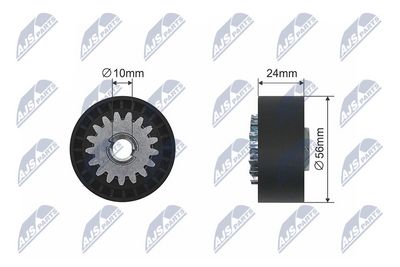 Tensioner Pulley, V-ribbed belt NTY RNK-RE-010