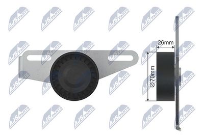 Tensioner Pulley, V-ribbed belt NTY RNK-RE-021