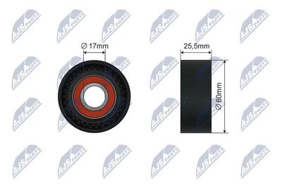 Tensioner Pulley, V-ribbed belt NTY RNK-RE-028