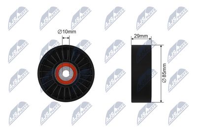 Tensioner Pulley, V-ribbed belt NTY RNK-RE-029