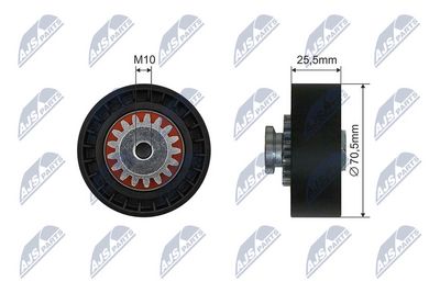 Tensioner Pulley, V-ribbed belt NTY RNK-RE-036