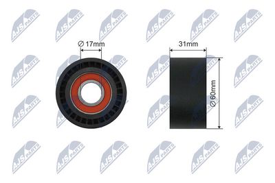 Tensioner Pulley, V-ribbed belt NTY RNK-RE-040