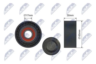 Tensioner Pulley, V-ribbed belt NTY RNK-RE-043