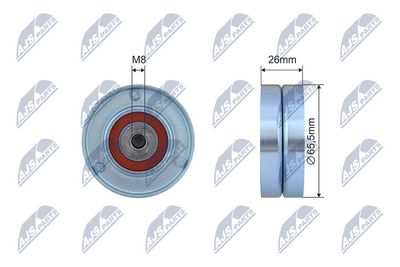 Tensioner Pulley, V-ribbed belt NTY RNK-RE-045