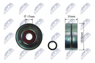 Tensioner Pulley, V-ribbed belt NTY RNK-TY-000