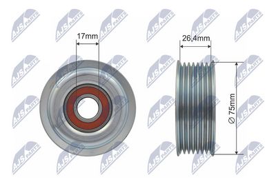 Deflection/Guide Pulley, V-ribbed belt NTY RNK-TY-008