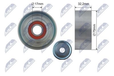 Tensioner Pulley, V-ribbed belt NTY RNK-TY-016