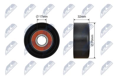 Deflection/Guide Pulley, V-ribbed belt NTY RNK-TY-035