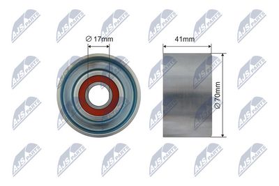 Tensioner Pulley, V-ribbed belt NTY RNK-TY-037