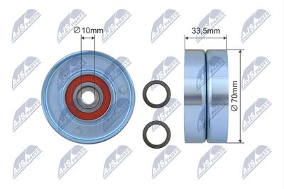Tensioner Pulley, V-ribbed belt NTY RNK-TY-039