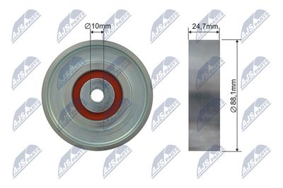 Tensioner Pulley, V-ribbed belt NTY RNK-TY-040