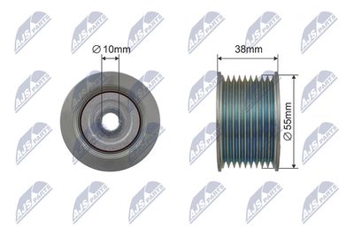 Tensioner Pulley, V-ribbed belt NTY RNK-TY-042