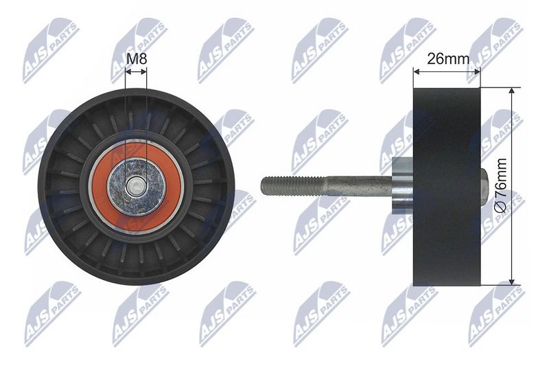 NTY RNK-VV-002 Deflection/Guide Pulley, V-ribbed belt