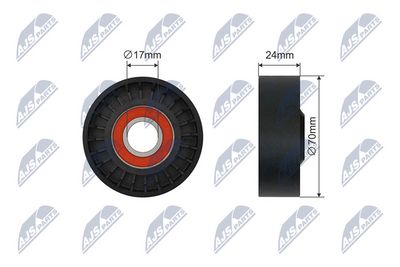 Tensioner Pulley, V-ribbed belt NTY RNK-VV-008