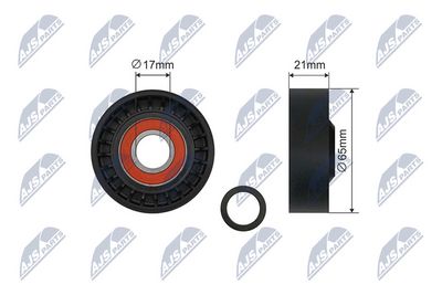 Tensioner Pulley, V-ribbed belt NTY RNK-VV-014