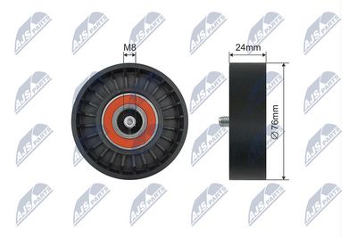Tensioner Pulley, V-ribbed belt NTY RNK-VV-017