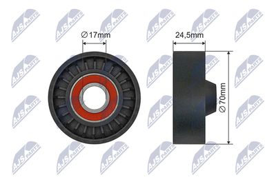 Tensioner Pulley, V-ribbed belt NTY RNK-VV-020