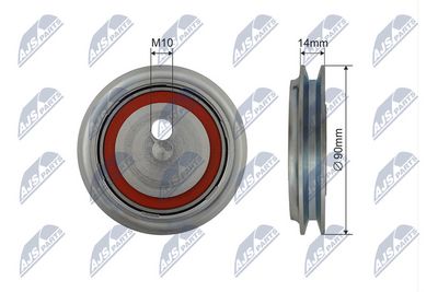 Tensioner Pulley, V-ribbed belt NTY RNK-VW-027
