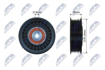 Tensioner Pulley, V-ribbed belt NTY RNK-VW-029