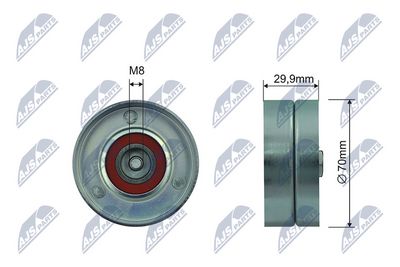 Tensioner Pulley, V-ribbed belt NTY RNK-VW-030