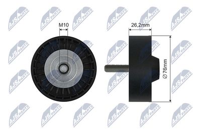 Tensioner Pulley, V-ribbed belt NTY RNK-VW-032