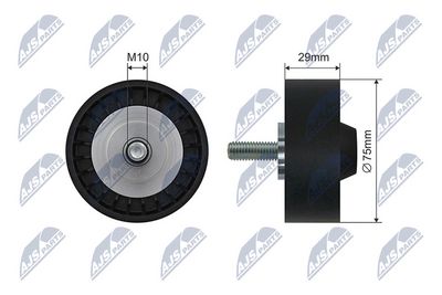 Tensioner Pulley, V-ribbed belt NTY RNK-VW-035