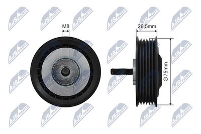 Tensioner Pulley, V-ribbed belt NTY RNK-VW-037