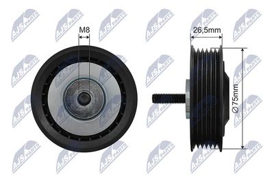 Tensioner Pulley, V-ribbed belt NTY RNK-VW-042
