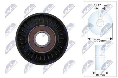 Tensioner Pulley, V-ribbed belt NTY RRK-CH-007
