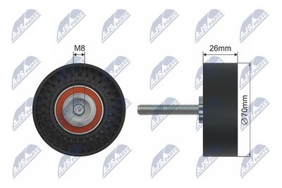 Deflection/Guide Pulley, V-ribbed belt NTY RRK-FR-006