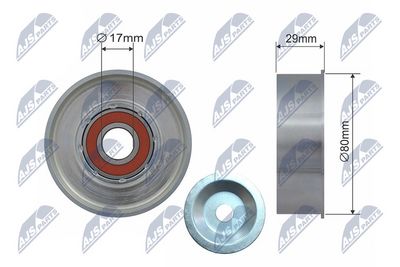 Deflection/Guide Pulley, V-ribbed belt NTY RRK-MS-000