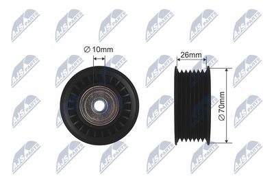 Deflection/Guide Pulley, V-ribbed belt NTY RRK-MS-010
