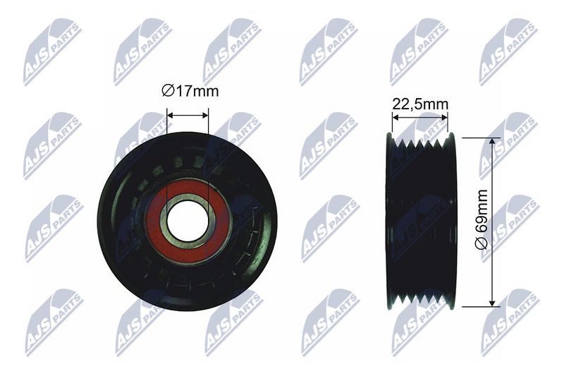 NTY RRK-MZ-001 Deflection/Guide Pulley, V-ribbed belt