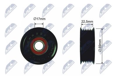 Deflection/Guide Pulley, V-ribbed belt NTY RRK-MZ-001