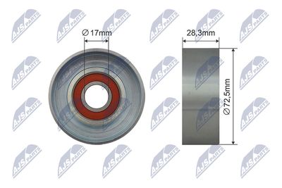 Tensioner Pulley, V-ribbed belt NTY RRK-MZ-002