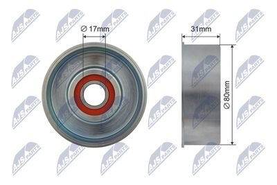 Tensioner Pulley, V-ribbed belt NTY RRK-NS-003