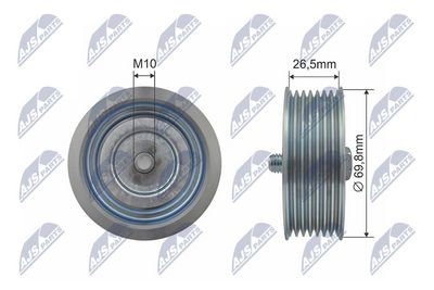 Deflection/Guide Pulley, V-ribbed belt NTY RRK-NS-005