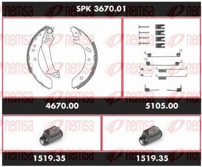 Brake Kit, drum brake REMSA SPK 3670.01