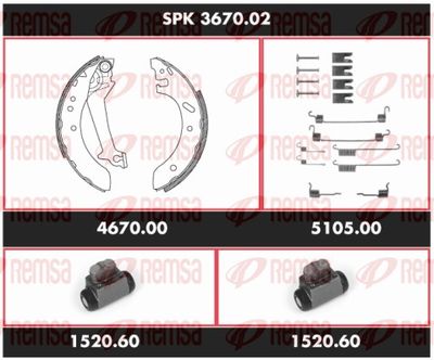 Brake Kit, drum brake REMSA SPK 3670.02