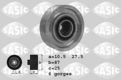 Deflection/Guide Pulley, V-ribbed belt SASIC 1624041