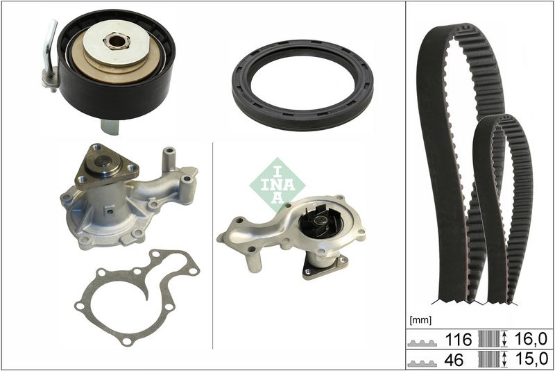 Schaeffler INA 530 0960 30 Water Pump & Timing Belt Kit